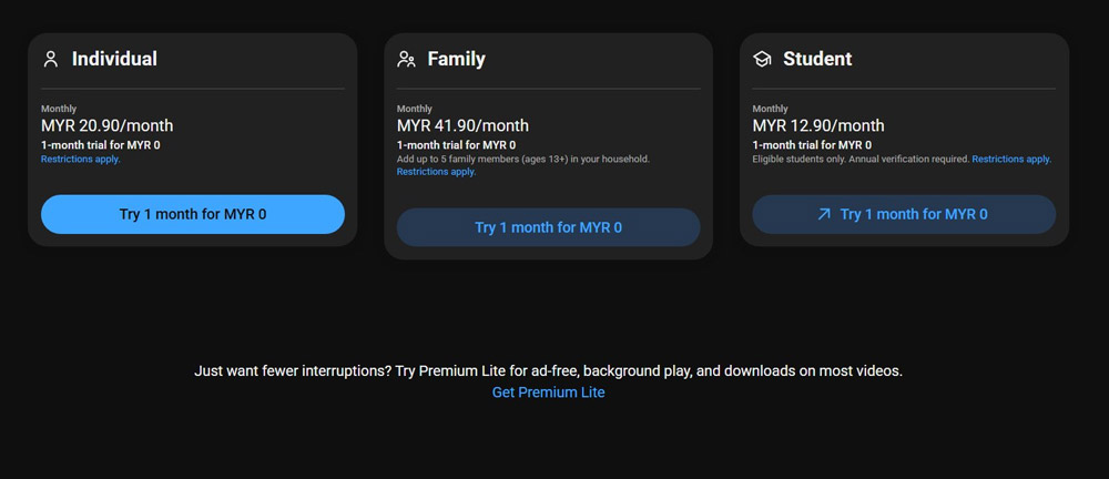 YouTube Premium Lite大马发布：每月RM12.90！ 2