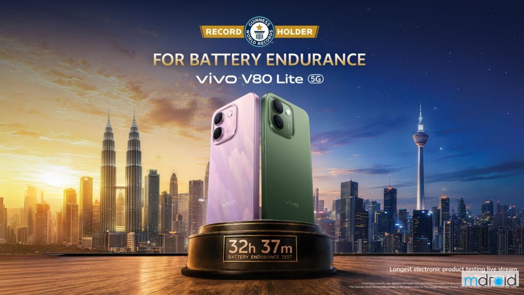 直播狂测 32 小时 37 分钟！vivo V80 Lite 5G 创吉尼斯世界纪录™，搭载 10,000mAh 电池