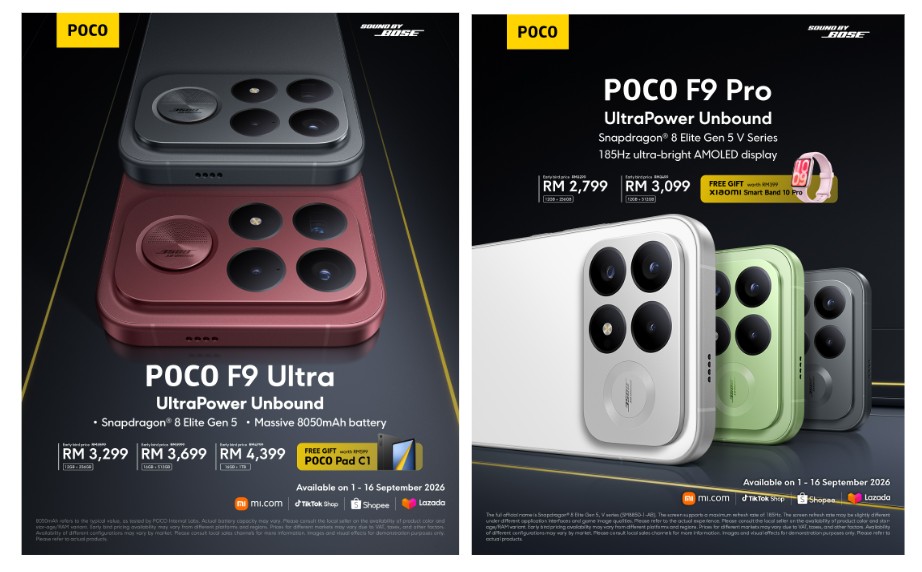 POCO F9 系列大马发布:骁龙 8 Elite Gen 5、185Hz 屏幕,售价 RM2,799 起 POCO F9 系列大马发布:骁龙 8 Elite Gen 5、185Hz 屏幕,售价 RM2,799 起 1