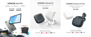 HONOR Pad X7b、Earbuds 5e及Earbuds X10 Play马来西亚官方售价