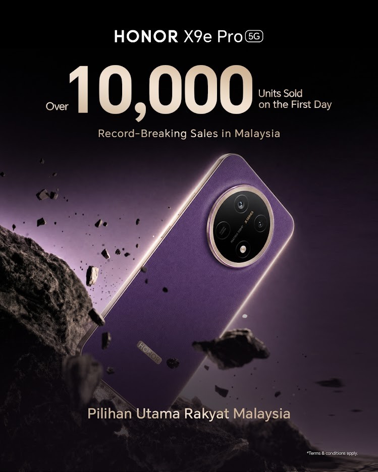 HONOR X9e Pro首销突破10,000台!售价RM1,899起,送总值RM1,326赠礼 HONOR X9e Pro大马首销超过10,000台官方主视觉